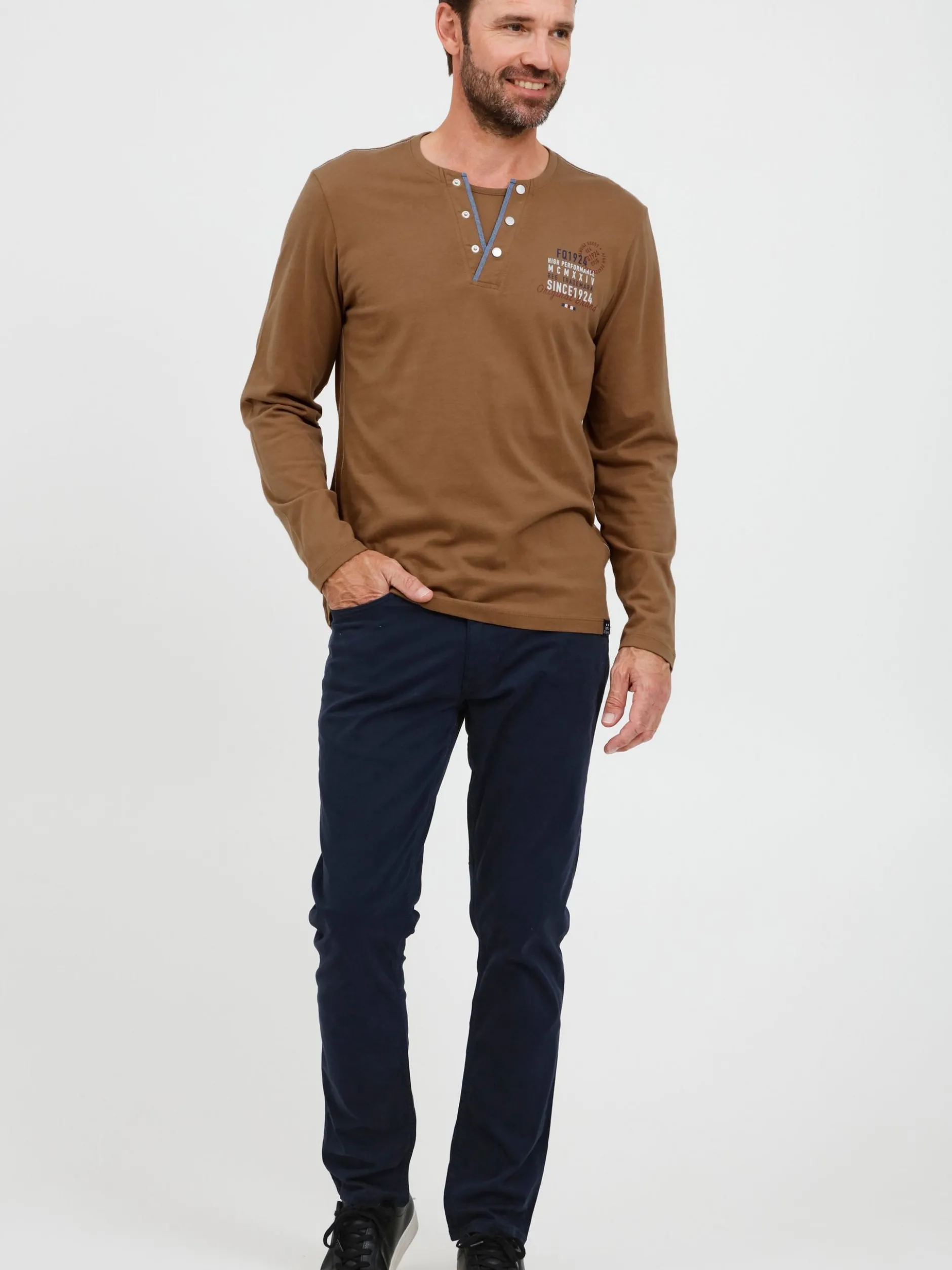 FQ1924 Herren Henleyshirt - FQRolf in braun
