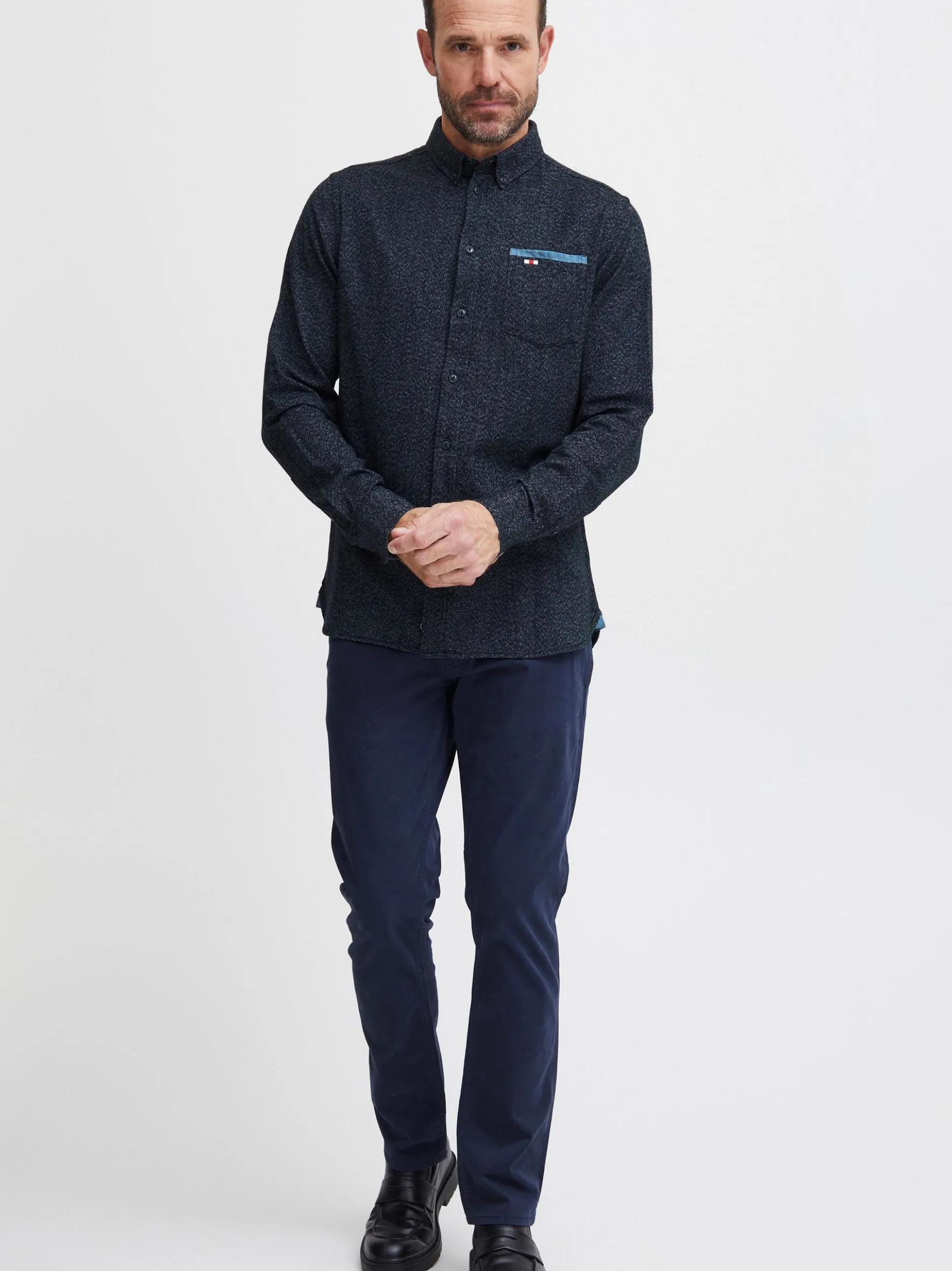 FQ1924 Herren Langarmhemd - FQSteven in marine