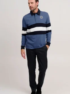 FQ1924 Herren Langarm-Poloshirt - FQMikkael in blau