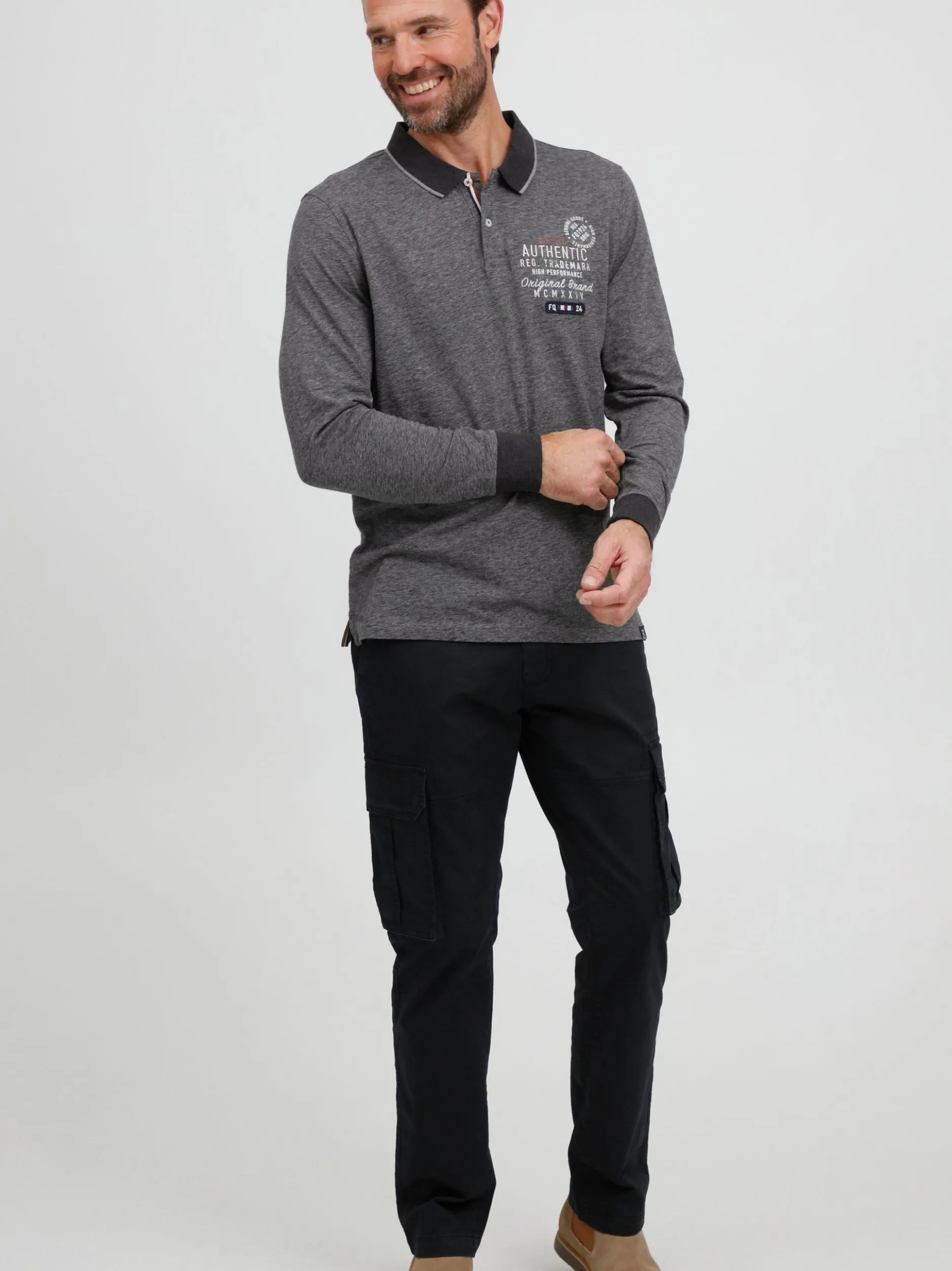 FQ1924 Herren Langarmshirt - FQPeder in anthrazit