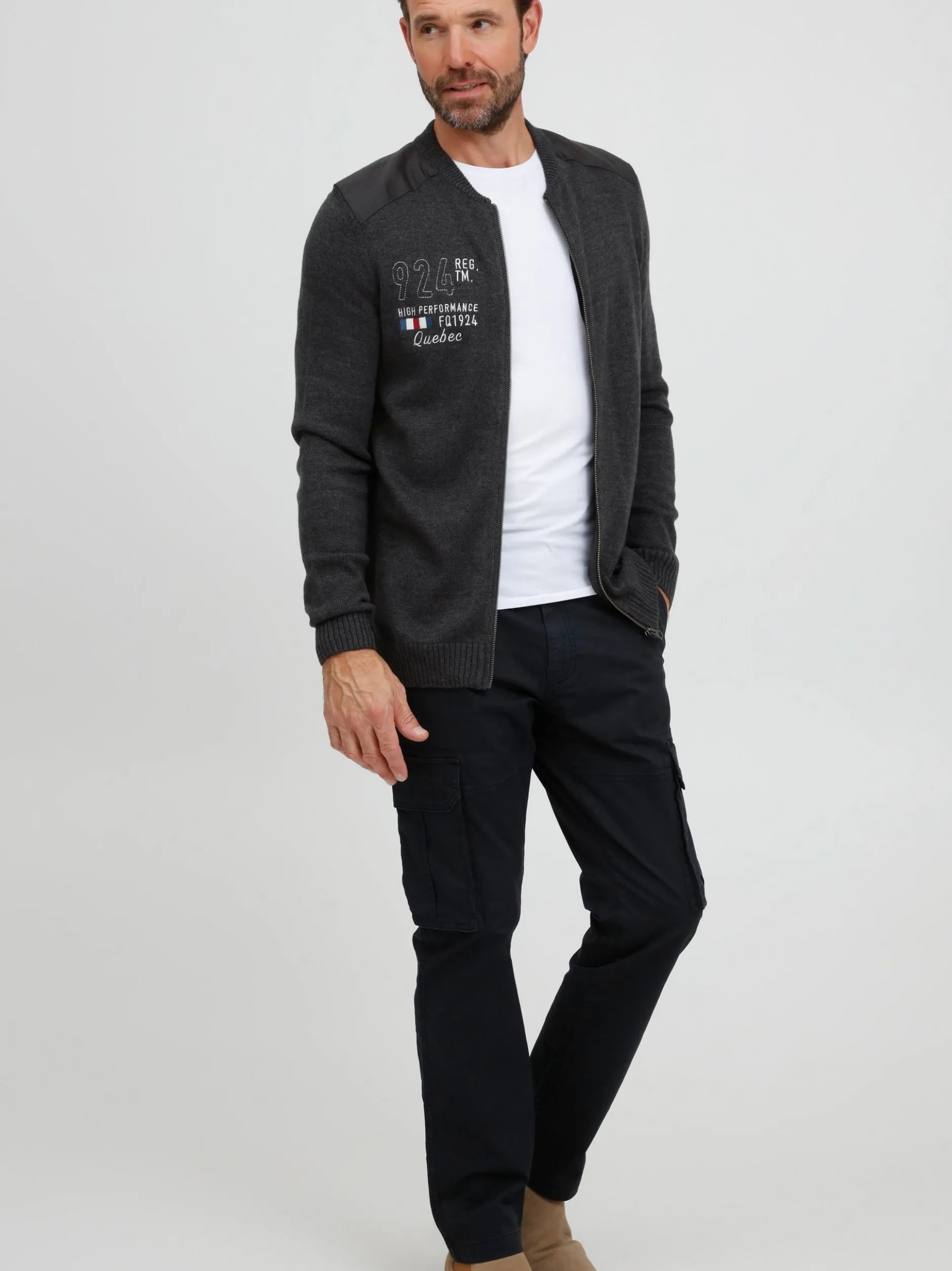 FQ1924 Herren Strickjacke - FQErland in anthrazit