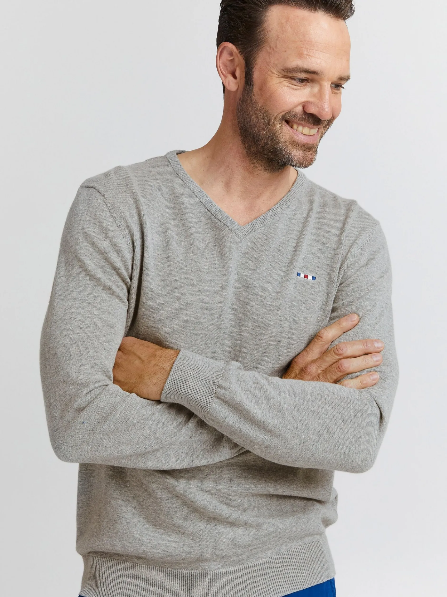 FQ1924 Herren Strickpullover - FQFynjard in grau