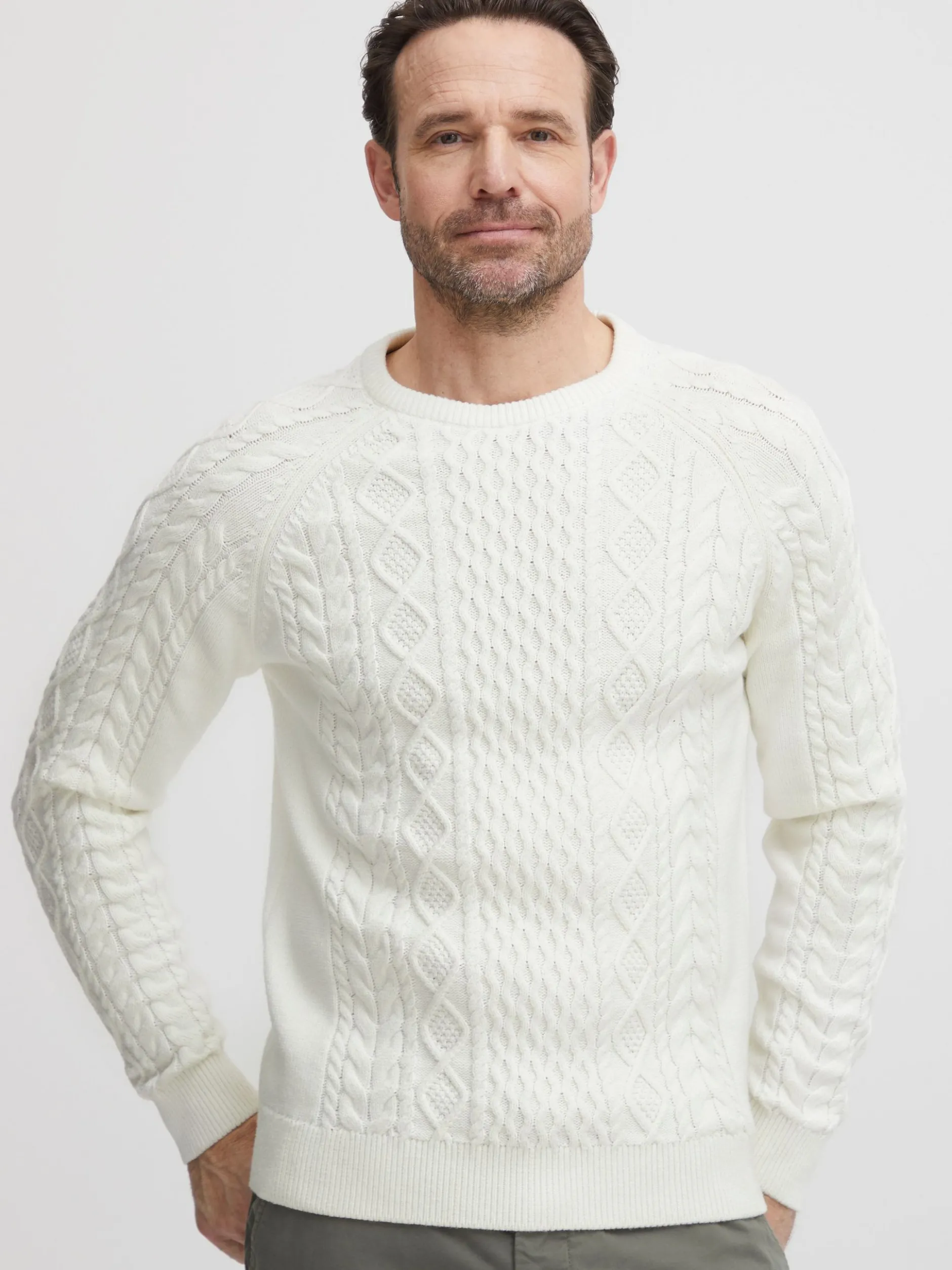 FQ1924 Herren Strickpullover - FQKyle in weiß