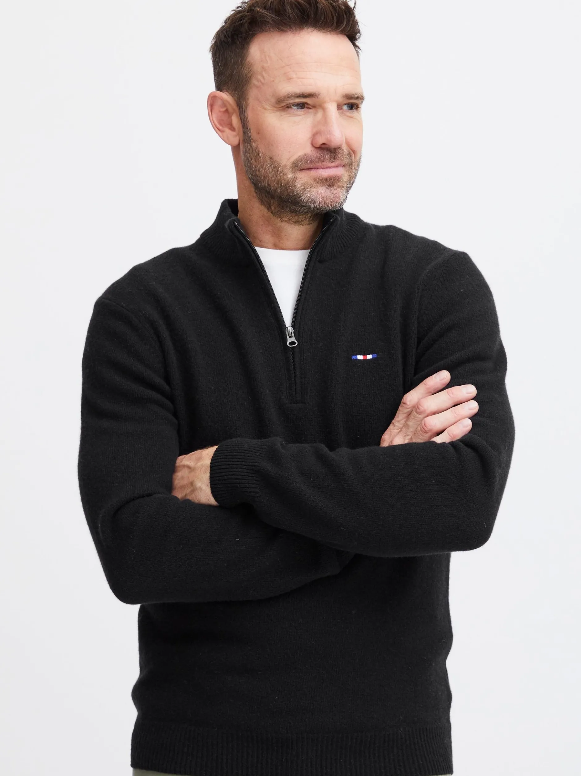 FQ1924 Herren Wollpullover - FQKyle in schwarz