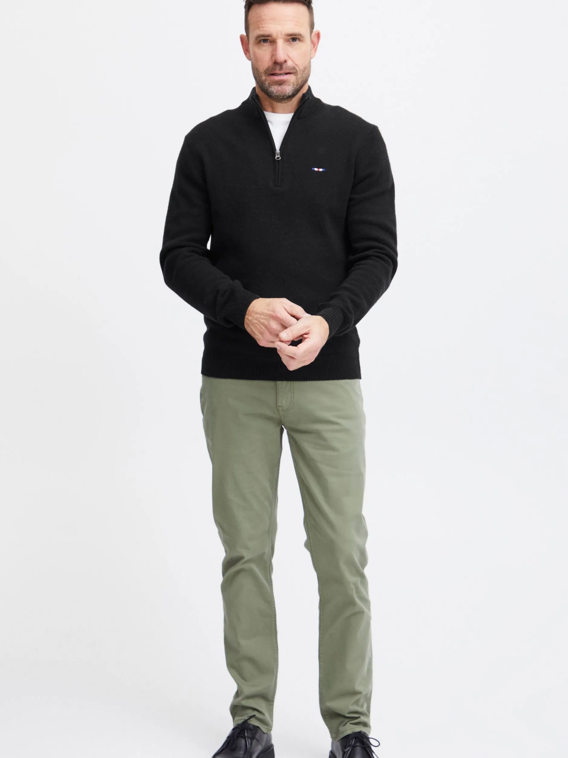 FQ1924 Herren Wollpullover - FQKyle in schwarz