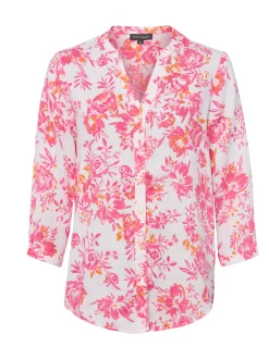 Franco Callegari Damen Leinenbluse in weiß pink
