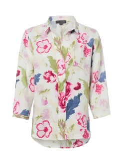 Franco Callegari Damen Leinenbluse in mehrfarbig pink