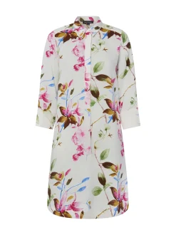 Franco Callegari Damen Leinenkleid in weiß pink