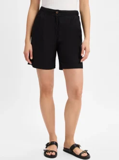 Franco Callegari Damen Shorts mit Leinenanteil in schwarz
