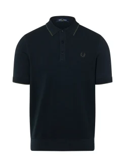 Fred Perry Herren Strickshirt in marine - Ärmel: kurzarm