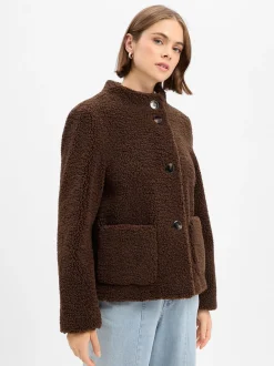 Fuchs Schmitt Damen Teddyfell-Jacke in schoko