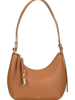 Furla Damen Schultertasche - Goccia Shoulder Bag in cognac