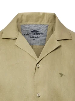 Fynch-Hatton Herren Leinenhemd in camel - Ärmel: kurzarm
