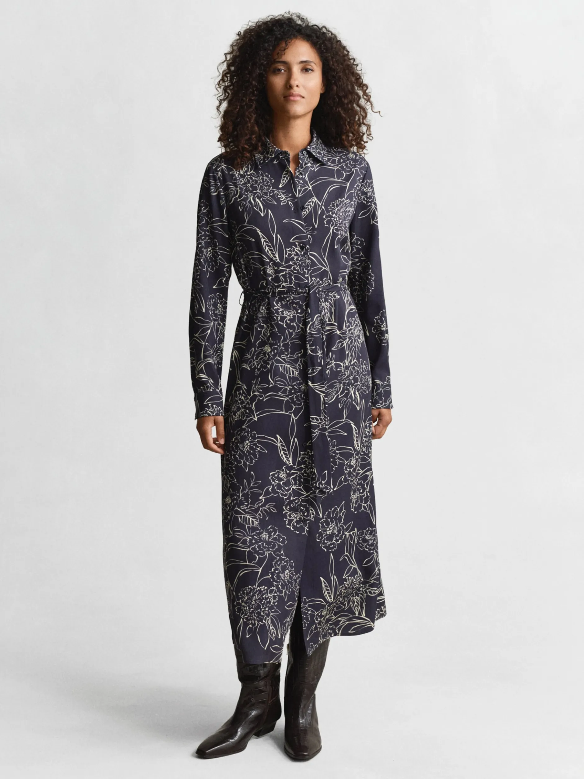 Gant Damen Blusenkleid in marine ecru - Ärmel: langarm