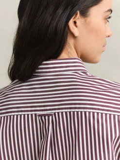 Gant Damen Hemdbluse in aubergine weiß - Ärmel: langarm