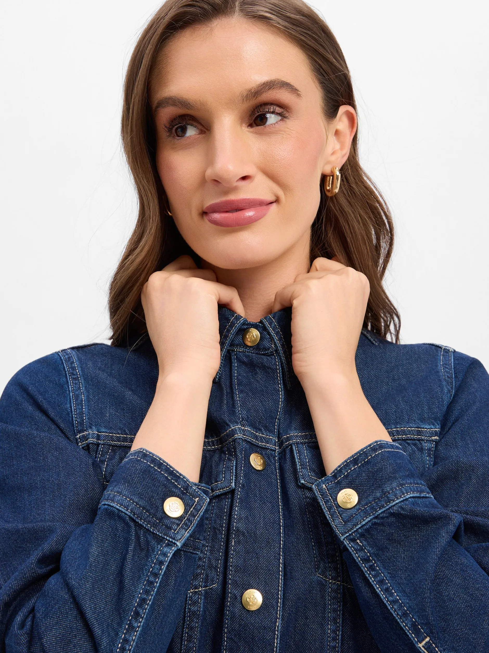 Gant Damen Jeanskleid in medium stone - Ärmel: langarm