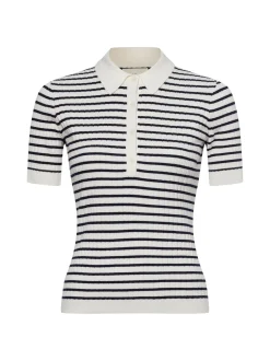 Gant Damen Kurzarm-Pullover in ecru marine