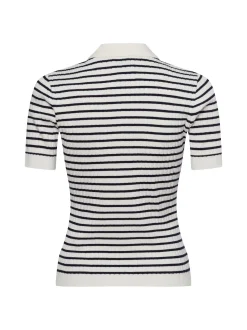 Gant Damen Kurzarm-Pullover in ecru marine