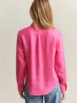 Gant Damen Leinenbluse in pink - Ärmel: langarm