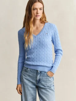 Gant Damen Pullover in blau - Ausschnitt: V-Ausschnitt