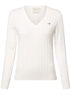 Gant Damen Pullover in ecru - Ausschnitt: V-Ausschnitt