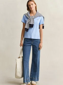 Gant Damen T-Shirt in hellblau - Ärmel: kurzarm