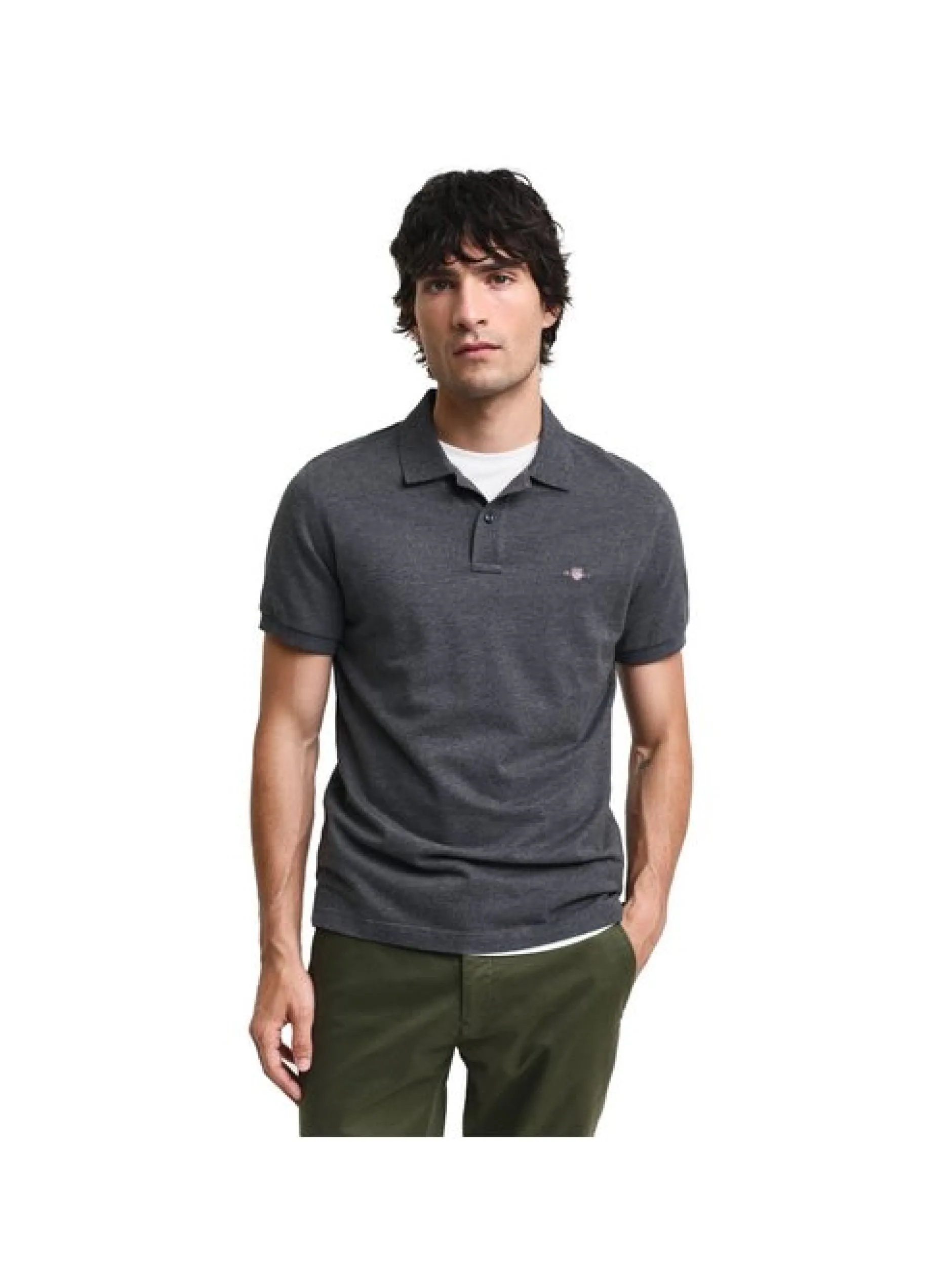 Gant Herren Poloshirt in anthrazit - Ärmel: kurzarm