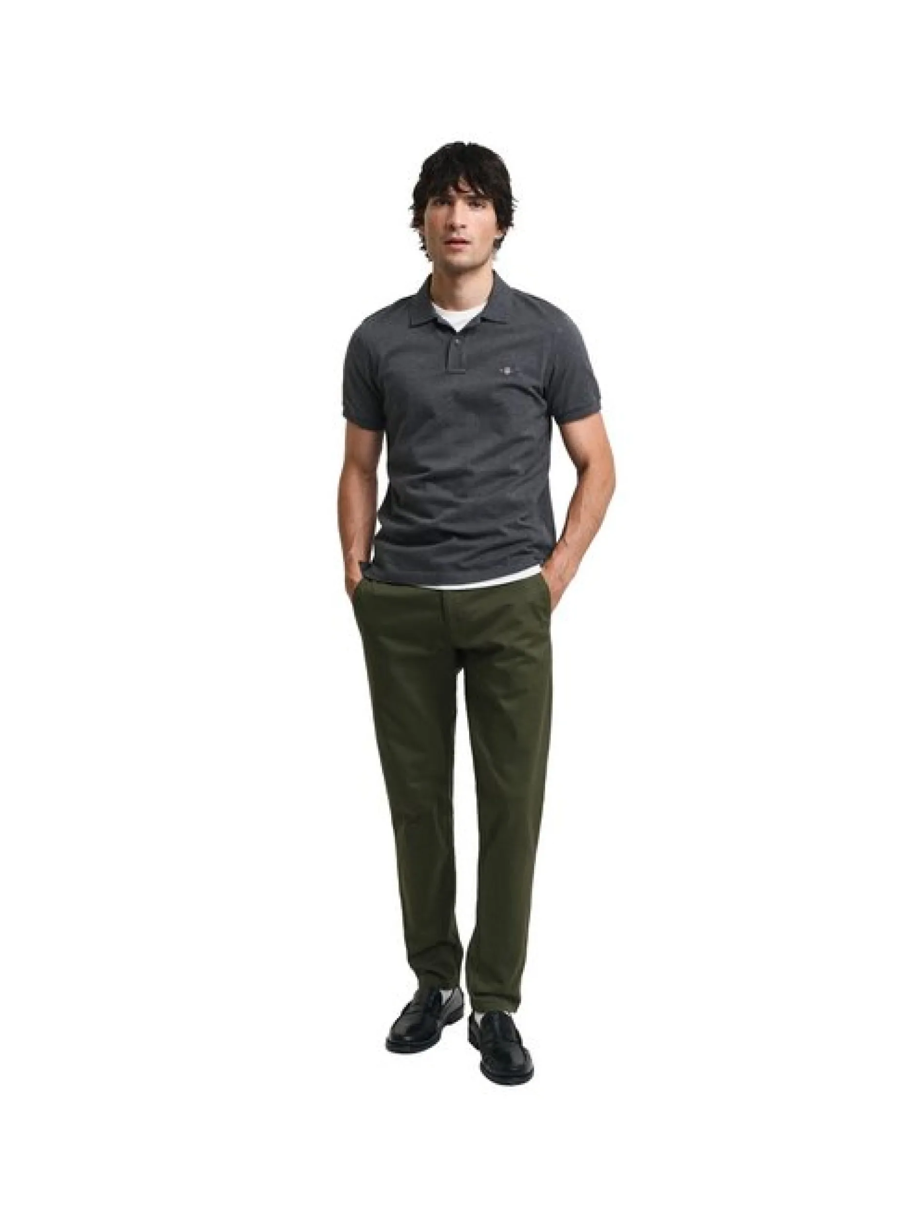 Gant Herren Poloshirt in anthrazit - Ärmel: kurzarm