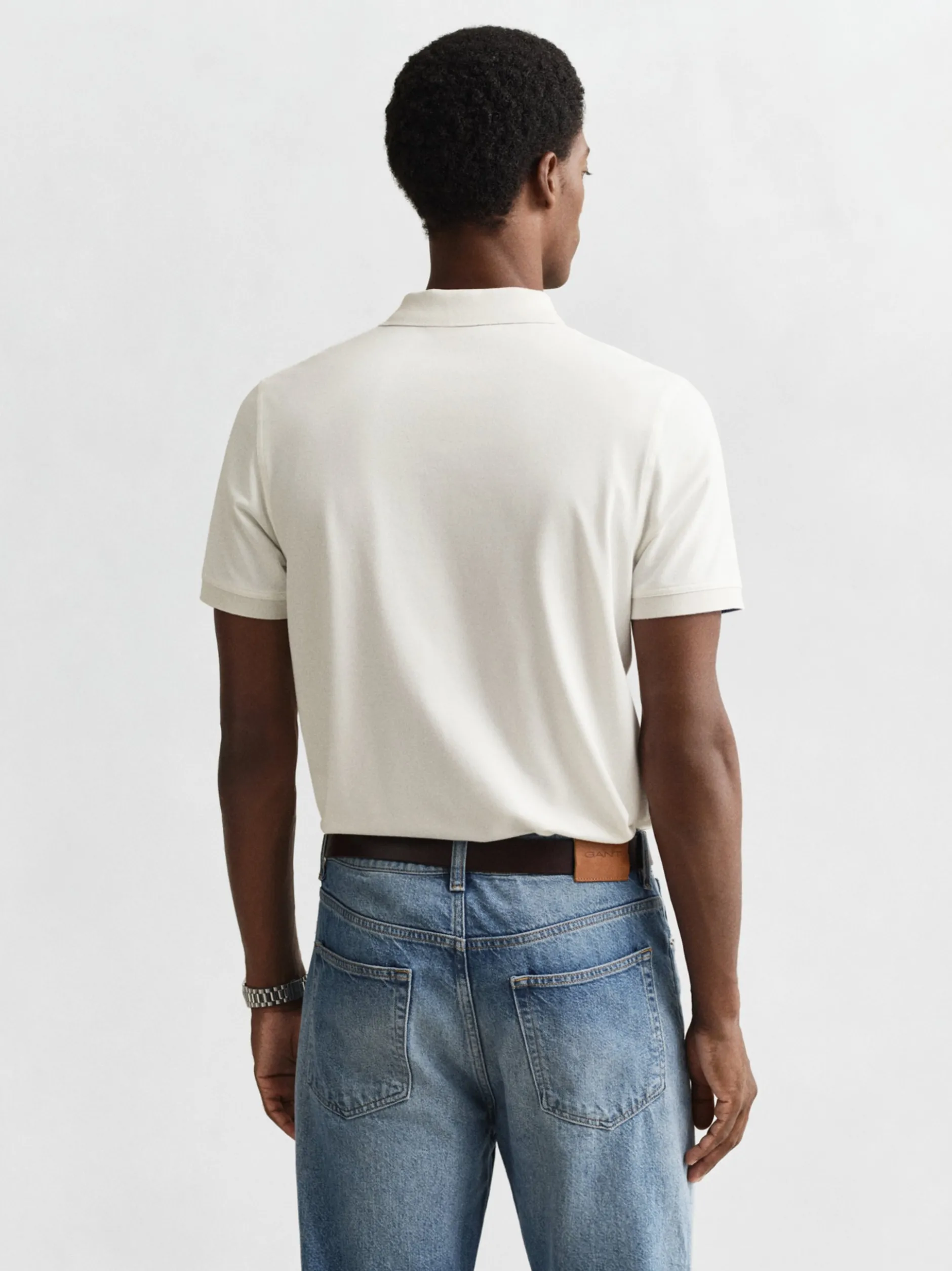 Gant Herren Poloshirt in ecru - Ausschnitt: Polokragen