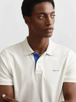 Gant Herren Poloshirt in ecru - Ausschnitt: Polokragen