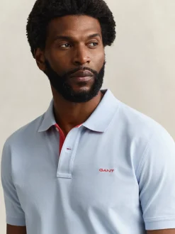 Gant Herren Poloshirt in hellblau - Ärmel: kurzarm