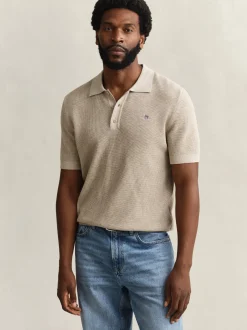 Gant Herren Poloshirt in melange - Ärmel: kurzarm