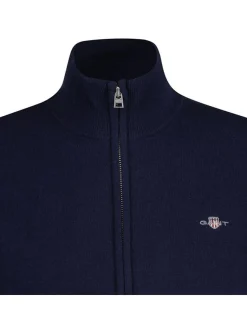 Gant Herren Strickjacke in blau - Ausschnitt: Stehkragen