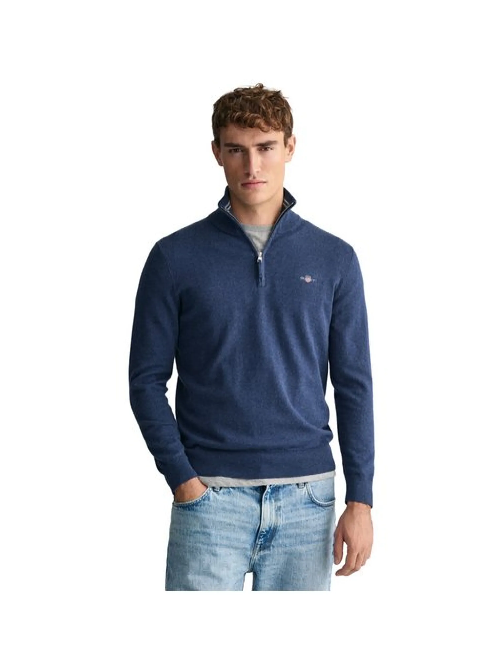 Gant Herren Strickpullover in blau - Ärmel: langarm