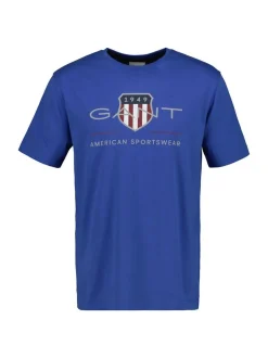 Gant Herren T-Shirt in blau - Ausschnitt: Rundhals