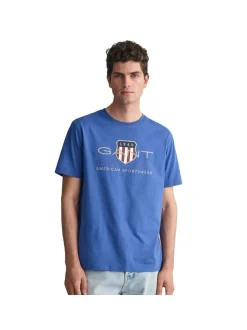 Gant Herren T-Shirt in blau - Ausschnitt: Rundhals