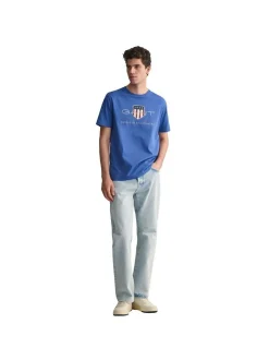 Gant Herren T-Shirt in blau - Ausschnitt: Rundhals