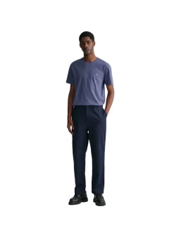 Gant Herren T-Shirt in denim - Ausschnitt: Rundhals