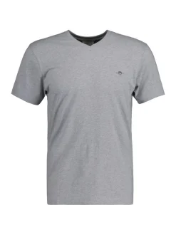 Gant Herren T-Shirt in grau - Ausschnitt: V-Ausschnitt