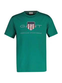 Gant Herren T-Shirt in grün - Ausschnitt: Rundhals