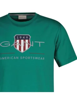 Gant Herren T-Shirt in grün - Ausschnitt: Rundhals