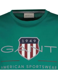 Gant Herren T-Shirt in grün - Ausschnitt: Rundhals