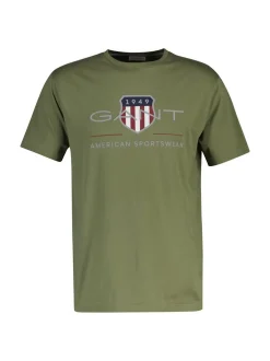 Gant Herren T-Shirt in grün - Ausschnitt: Rundhals