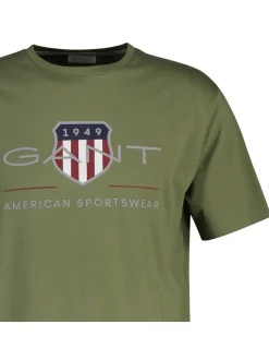 Gant Herren T-Shirt in grün - Ausschnitt: Rundhals