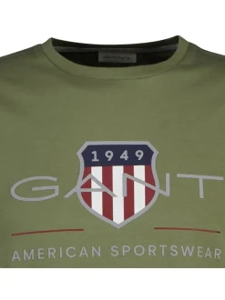 Gant Herren T-Shirt in grün - Ausschnitt: Rundhals