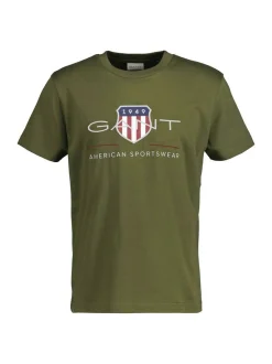 Gant Herren T-Shirt in grün - Ausschnitt: Rundhals