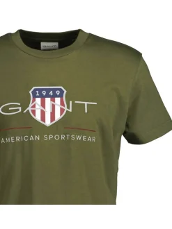 Gant Herren T-Shirt in grün - Ausschnitt: Rundhals