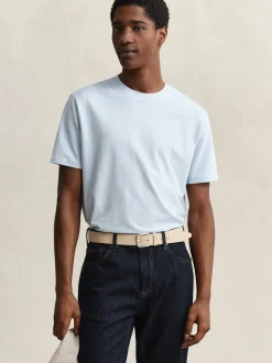 Gant Herren T-Shirt in hellblau - Ausschnitt: Rundhals
