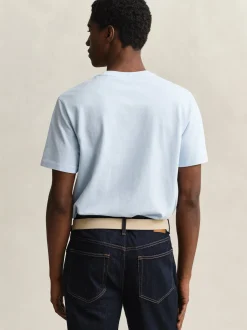 Gant Herren T-Shirt in hellblau - Ausschnitt: Rundhals