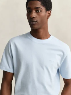 Gant Herren T-Shirt in hellblau - Ausschnitt: Rundhals